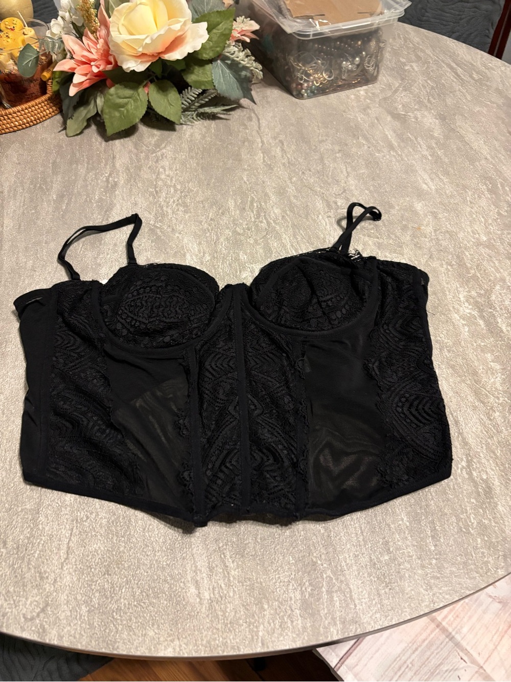 Garage Black Lace Longline Bandeau Bustier